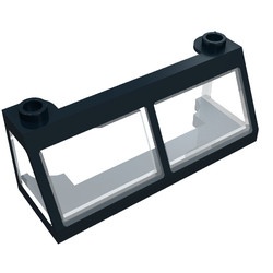 6567c01-11G Trein, raam cabine 2x6x2 vaste TRANSPARANT glas zwart gebruikt *1C039