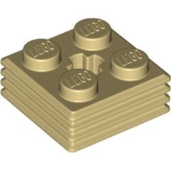 71752-2 Steen 2x2x2/3 geribbeld met asgat crème NIEUW *