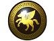 75902pb05-120 Schild rond met gouden vliegend paard (col 12-5) bruin, donker NIEUW *0L0000