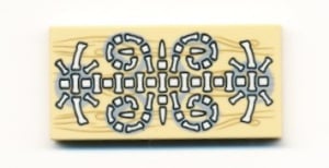 87079pb0028-2G Tegel 2x4 Beenderen op houten plank crème gebruikt *5t14-01