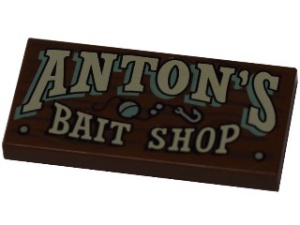 87079pb0446-88 Tegel 2x4 ANTON'S BAIT SHOP bruin, roodachtig NIEUW *0K000