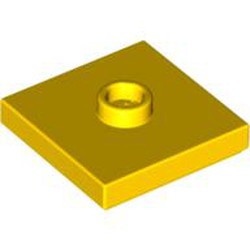 87580-3 Platte plaat 2x2 1 centrale nop geel NIEUW *1B349
