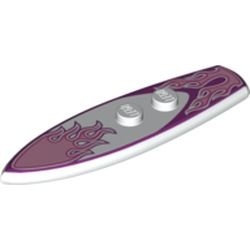 90397pb002-1G Surfbord met roze vlammen wit gebruikt *1E012