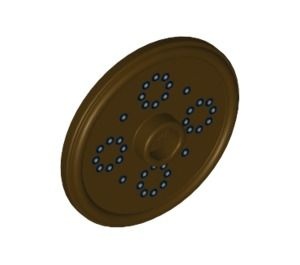 91884pb002-120 Schild rond met nop zilveren stippen in rondjes bruin, donker NIEUW *0L0000