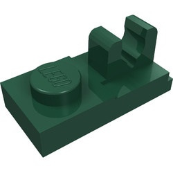 92280-80 Platte plaat 1x2 met clip OP plaat groen, donker NIEUW *1B292
