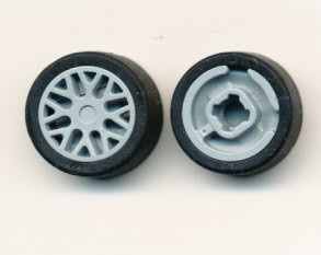 93595c01-86 Wiel klein 11x6mm met 8 "Y" spaken met band 14x6mm glad (50945) grijs, licht (blauwachtig) NIEUW *5W000