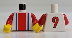 973pb0126c01-1 Torso voetbal, verticale strepen en nummer 9 op achterkant wit NIEUW *0B0000