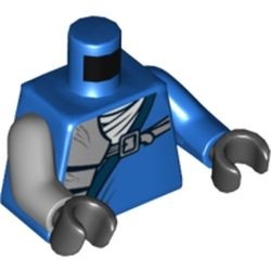 973pb1027c01-7 Torso ninjago met zwarte riem blauw NIEUW *0B0000