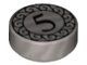 98138pb023-95 Tegel 1x1 ROND Muntje met "5" zilver, mat NIEUW *0L0000