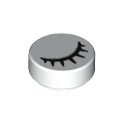 98138pb028-1 Tegel 1x1 ROND met wimper - oog gesloten wit NIEUW *0L0000