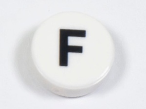 98138pb216 Tegel 1x1 rond letter F wit NIEUW *0L0000