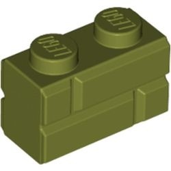 98283-155 Steen met baksteenmotief 1x2 groen, olijf NIEUW *