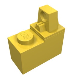 989-3G Scharniersteen 1x2 vinger BOVENOP geel gebruikt *1L0000