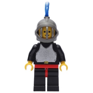 cas217G Chain Mail - Donkergrijze helm met grille, rode heupen, zwarte benen, blauwe pluim gebruikt *0M0000