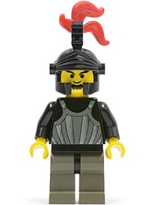 cas250G Frichts Knights - Knecht 1, drakenhelm met rode 3-voudige pluim, zwart pak gebruikt *0M0000