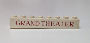 crssprt01pb09-1G Steen 1x8 ZONDER bodemtubes Grand THEATER dunne letters wit gebruikt *5V07-01