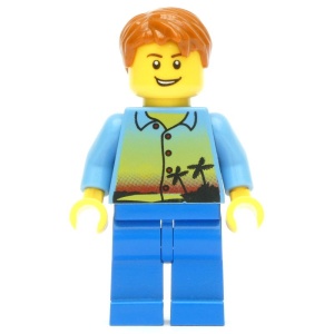 cty0275G Man met palmboomoverhemd en blauwe benen gebruikt *0M0000