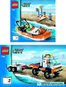 INS7726-G 7726 BOUWBESCHRIJVING- CITY: Coast Guard Truck with Speed Boat (2) gebruikt *