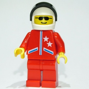 jstr007G Jas met twee sterren rood, witte helm, rode broekl gebruikt *0M0000