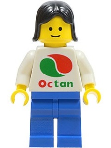 oct010G Octan - Vrouw, witte jas met OCTAN logo, zwart haar, blauwe benen gebruikt *0M0000