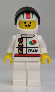 oct019G Octan - Race Team met rode/groen gestreepte helm, zwart vizier gebruikt *0M0000