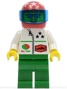 oct042G Octan - Stars met rode helm, Trans-Dark blauw Visor, groene benen gebruikt *0M0000