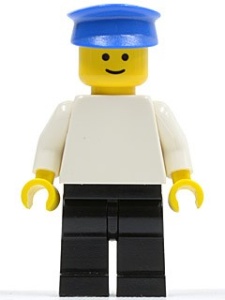 pln018G Plain witte Torso met witte armen, zwarte benen, blauw Police Hat gebruikt *0M0000