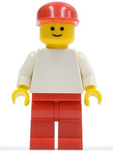 pln054G Effen witte Torso met witte armen, rode benen, rode Cap gebruikt *0M0000