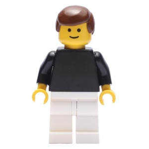 pln060G Effen zwarte torso met zwarte armen, witte benen en bruin haar gebruikt *0M0000