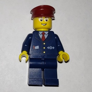 trn234G Steward, donkerblauw pak en donkerrode pet gebruikt *0M0000
