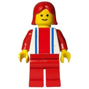 ver006G Vrouw met gestreept shirt, rode armen en rood haar gebruikt *0M0000