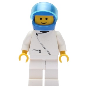 zip008G Jas met ritssluiting - wit, blauwe helm en transparant lichtblauwe vizier gebruikt *0M0000
