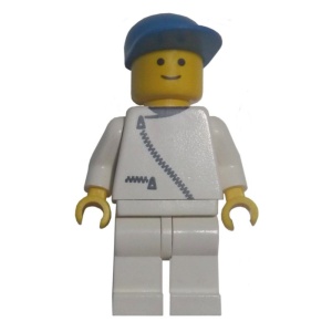 zip010G Jas met ritssluiting - witte benen en blauwe pet gebruikt *0M0000