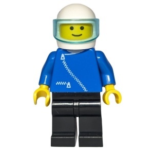 zip026G Jas met ritssluiting - blauw met witte helm, zwarte benen gebruikt *0M0000