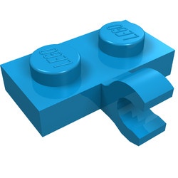 11476-153 Platte plaat 1x2 met horizontale clip LANGE einde blauw, donkerazuur NIEUW *1B291
