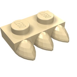 15208-2 Platte plaat 1x2 met drie tanden crème NIEUW *1B322