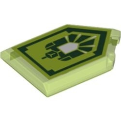 22385pb152-108 Tegel 2x3 zeskantig met Nexo Krachtschild patroon- Gamma Rays transparant heldergroen NIEUW *