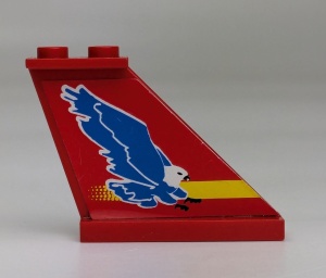 2340pb022-5G Staart met blauwe vogel rood gebruikt *1D041