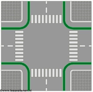 2361p01-9 Wegenplaat 32x32 kruispunt MET FIETPAD lichtgrijs (klassiek) NIEUW *3K000