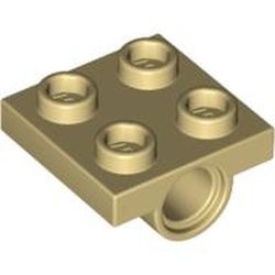 2444-2 Platte plaat 2x2 met 1 asgat onder crème NIEUW *1B265