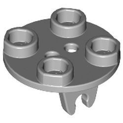 2655-86 Platte plaat 2x2 rond met wielhouders zonder wiel grijs, licht (blauwachtig) NIEUW *5C022
