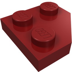 26601-59 Wig plaat 2x2 afgekapt hoekje rood, donker NIEUW *1B353