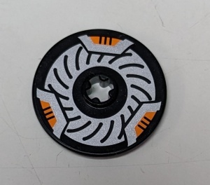 2723pb012-11G Technic Disk 3x3 met asgat schijfrem oranje, Set 8516 (Sticker) zwart gebruikt *5S036