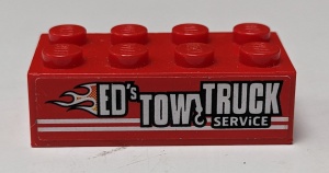 3001pb097R-5G Steen 2x4 ED's TOW TRUCK SERViCE RECHTS (Sticker) rood gebruikt *5V12-06