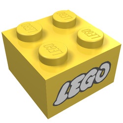 3003pb008-3G Steen 2x2 LEGO open O geel gebruikt *5V10-03