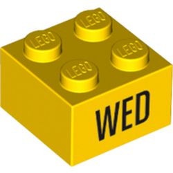 3003pb069-3 Steen 2x2 opdruk WED geel NIEUW *5K0000