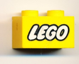 3004pb007-3G Steen 1x2 LEGO met zwarte omlijning geel gebruikt *5V02-05