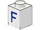 3005-F-1G Steen 1x1 met letter F wit gebruikt *5V01-06