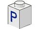 3005-P-1G Steen 1x1 met letter P wit gebruikt *5V01-07