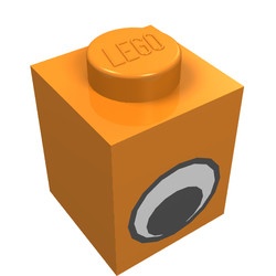 3005pe1-4G Steen 1x1 oog (rond) oranje gebruikt *5V01-04